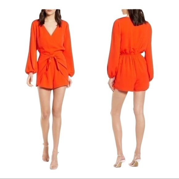 NWT CUPCAKES & CASHMERE Revolve Gideon Satin Romper in Red Hots Medium - Picture 2 of 6